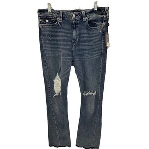 TRUE RELIGION Joey Mid Rise‎ Flare Med Scenic Route Destroyed Sz 34 NWT
